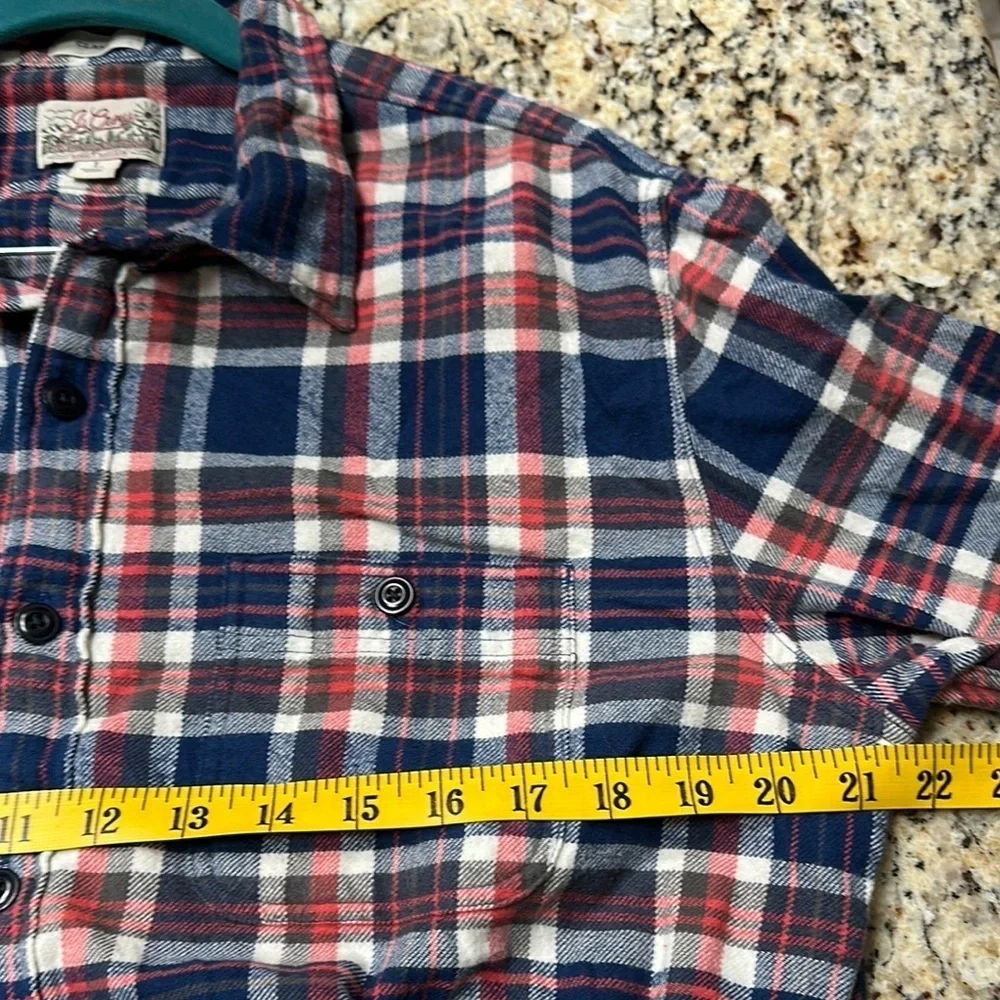 J. Crew Red Blue Casual Button Down Shirt Flannel Mens Large Outdoors Hiking